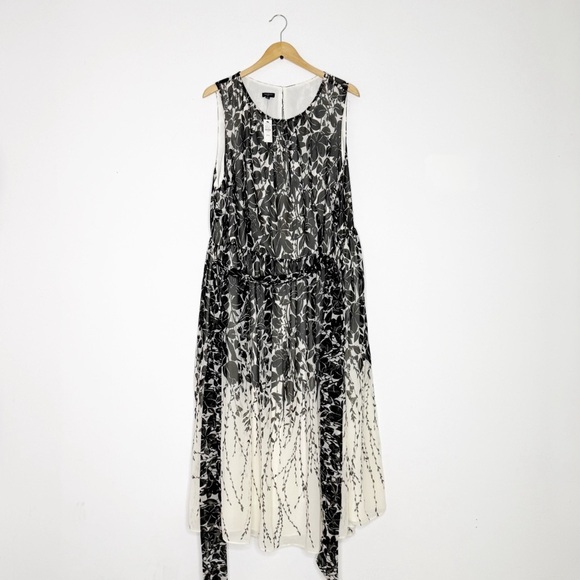 Talbots Plus Black White Floral Sleeveless Midi Dress 22W NWT - Picture 2 of 7